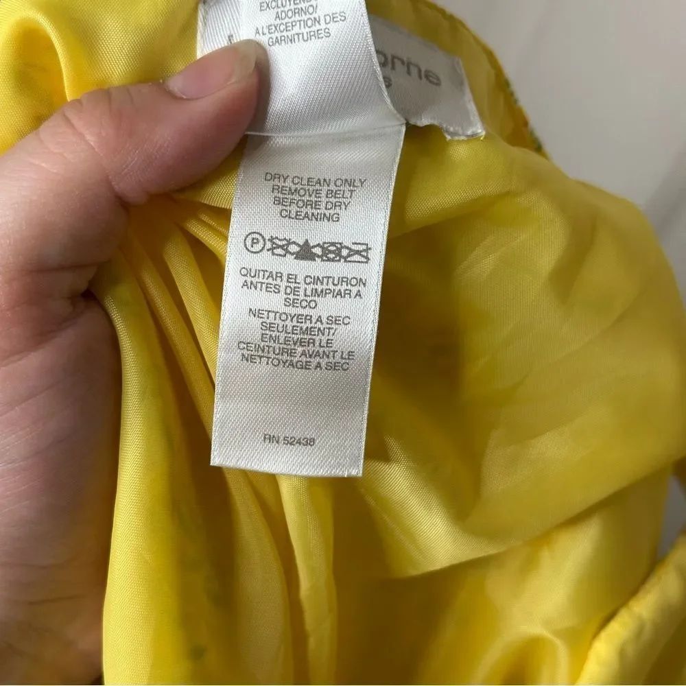 Y2K Liz Claiborne Yellow White Tulip Floral Print Tiered Ruffle Midi Dress Sz 6 - Picture 9 of 9